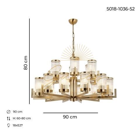 İnterce 18li Modern Avize Lak Eskitme