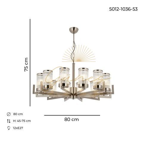 İnterce 12li Modern Avize Nikel