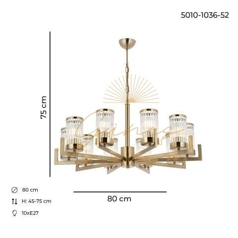 İnterce 10lu Modern Avize Lak Eskitme