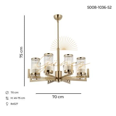 İnterce 8li Modern Avize Lak Eskitme
