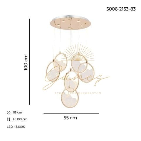 Geyik 6lı Sarkıt Avize Gold