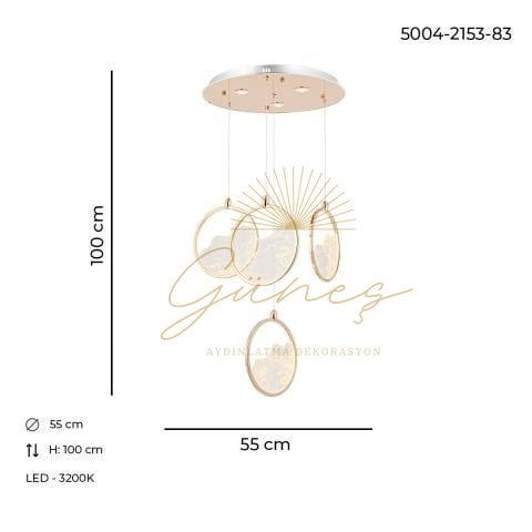 Geyik 4lü Sarkıt Avize Gold