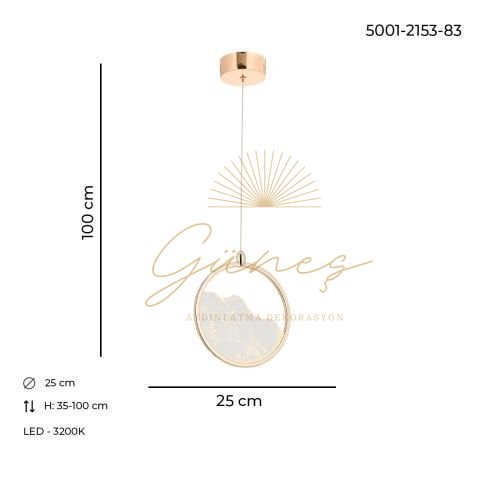 Geyik Tekli Sarkıt Avize Gold