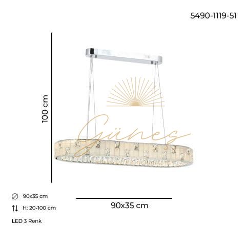 Asır 90*35 Avize Krom