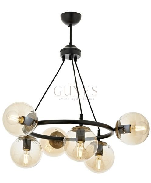 GN-549-6S SİYAH 6'LI YUVARLAK AVİZE