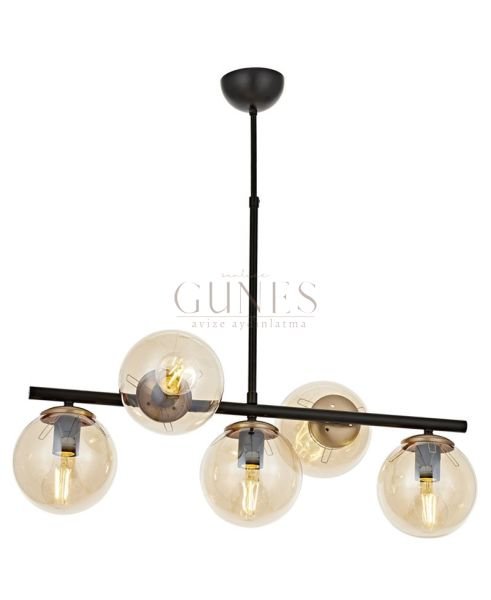 GN-549-5S SİYAH 5 Lİ SIRALI AVİZE