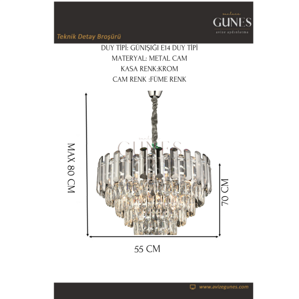 ÖZMER MT-027 KROM 55LİK AVİZE