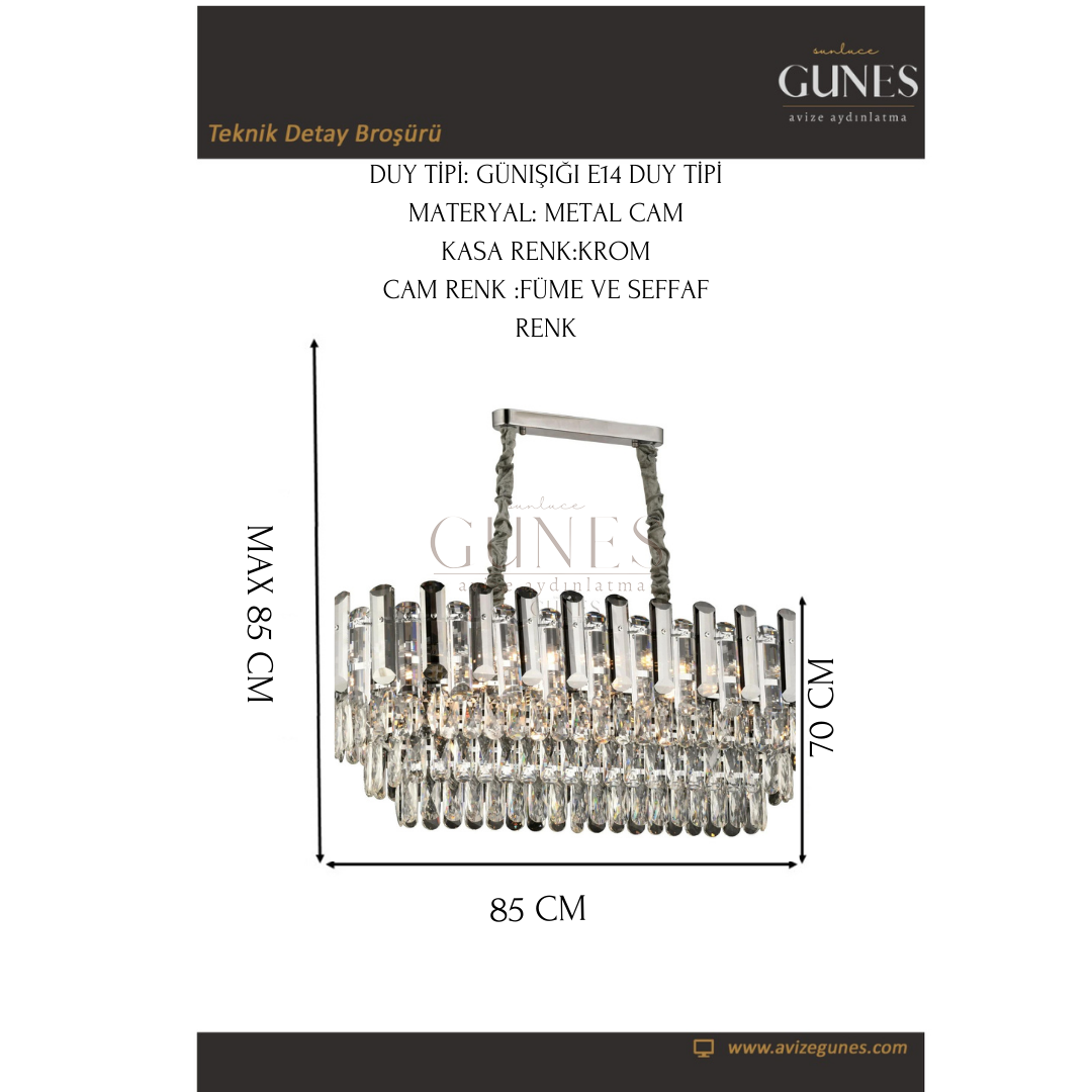 ÖZMER MT-027 KROM 70LİK AVİZE