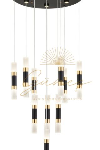 1962 9lu Siyah-Gold Sarkıt Avize