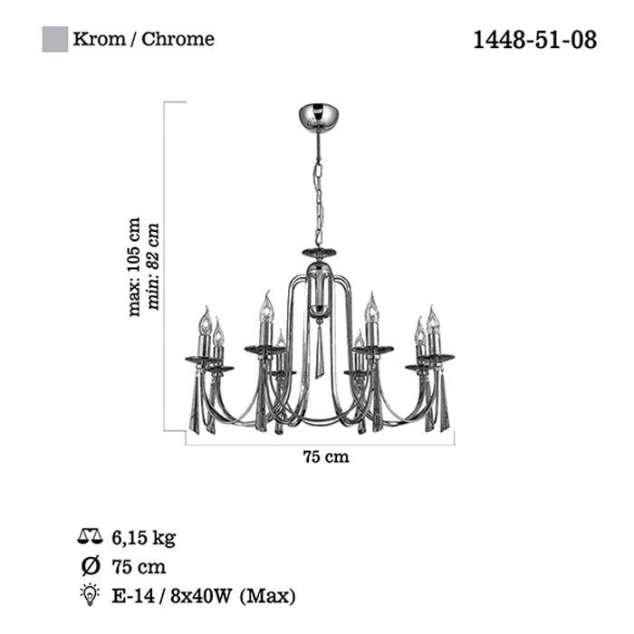 Aytaç Lucea Kontes 8'li Krom Avize