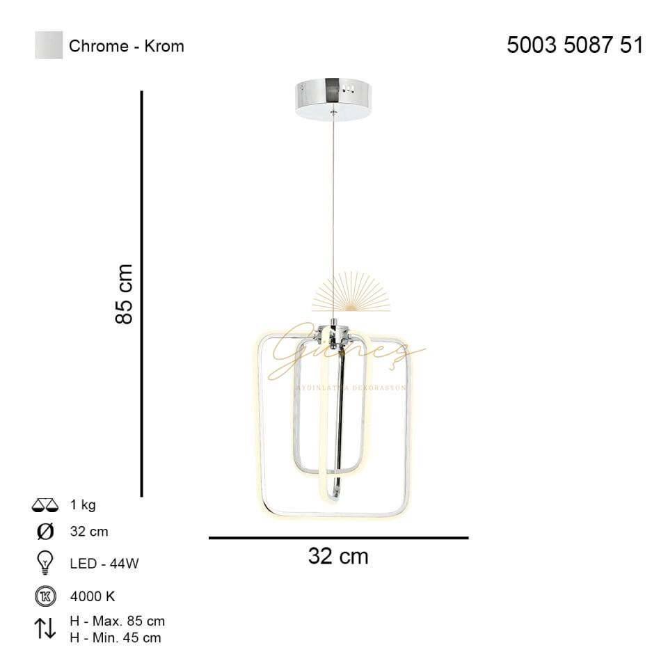Sofya 3 lü Ledli Avize Ceren Sarısı