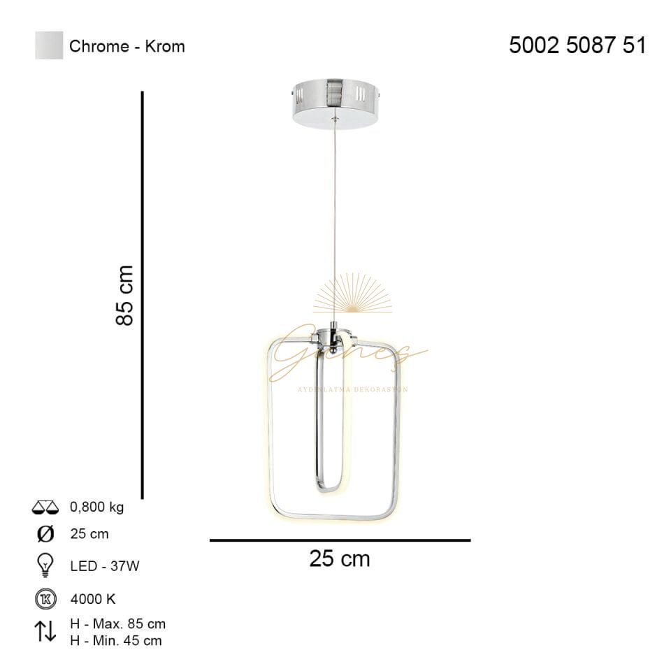 Sofya 2 li Ledli Avize Krom