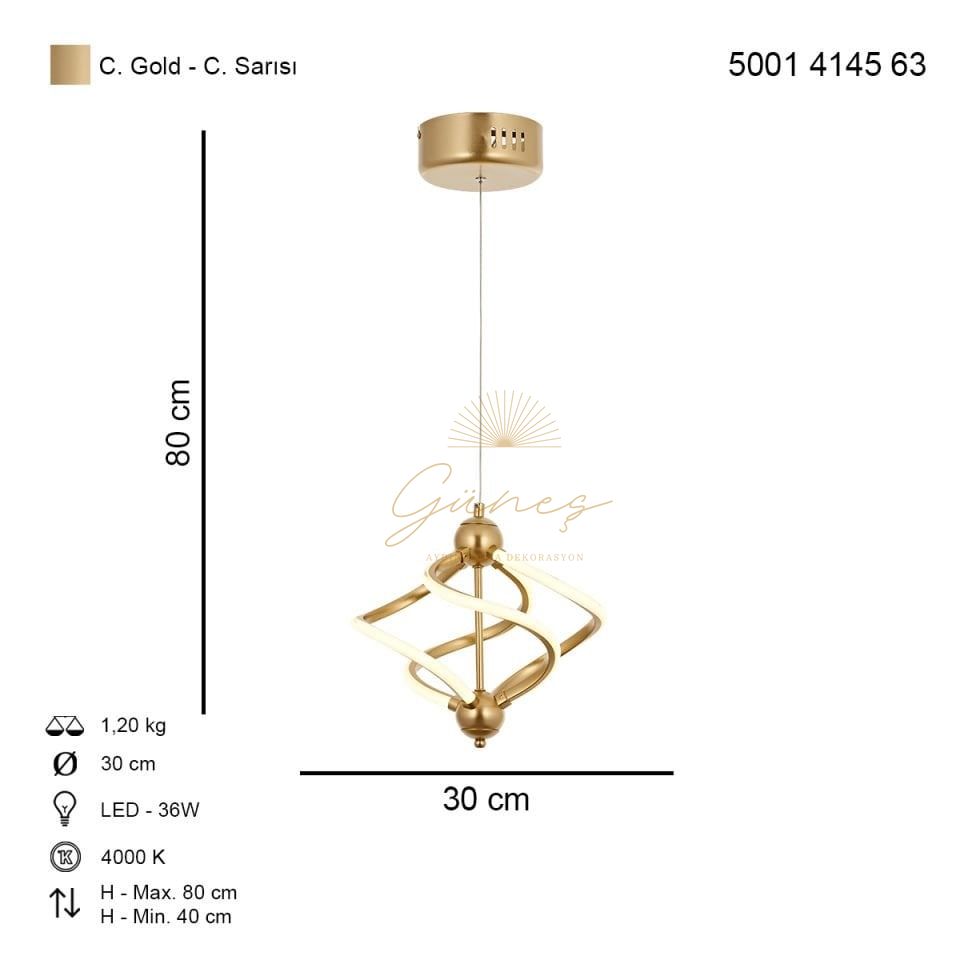 Ravena Tekli Ledli Avize Ceren Sarısı