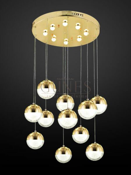 ÖZMER AD-043 GOLD 11Lİ SARKIT LED AVİZE