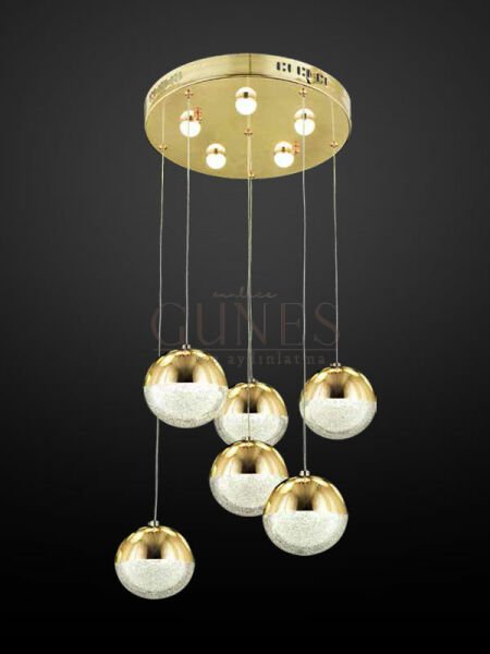 ÖZMER AD-043 GOLD 6LI SARKIT LED AVİZE