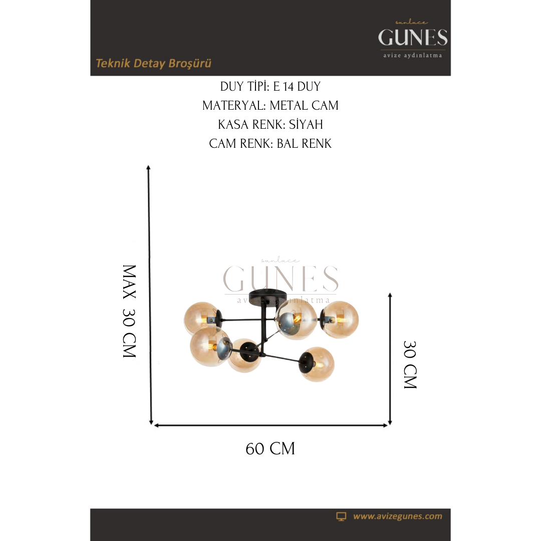 Lilyum 6'LI Tavan Monte Eskitme Avize