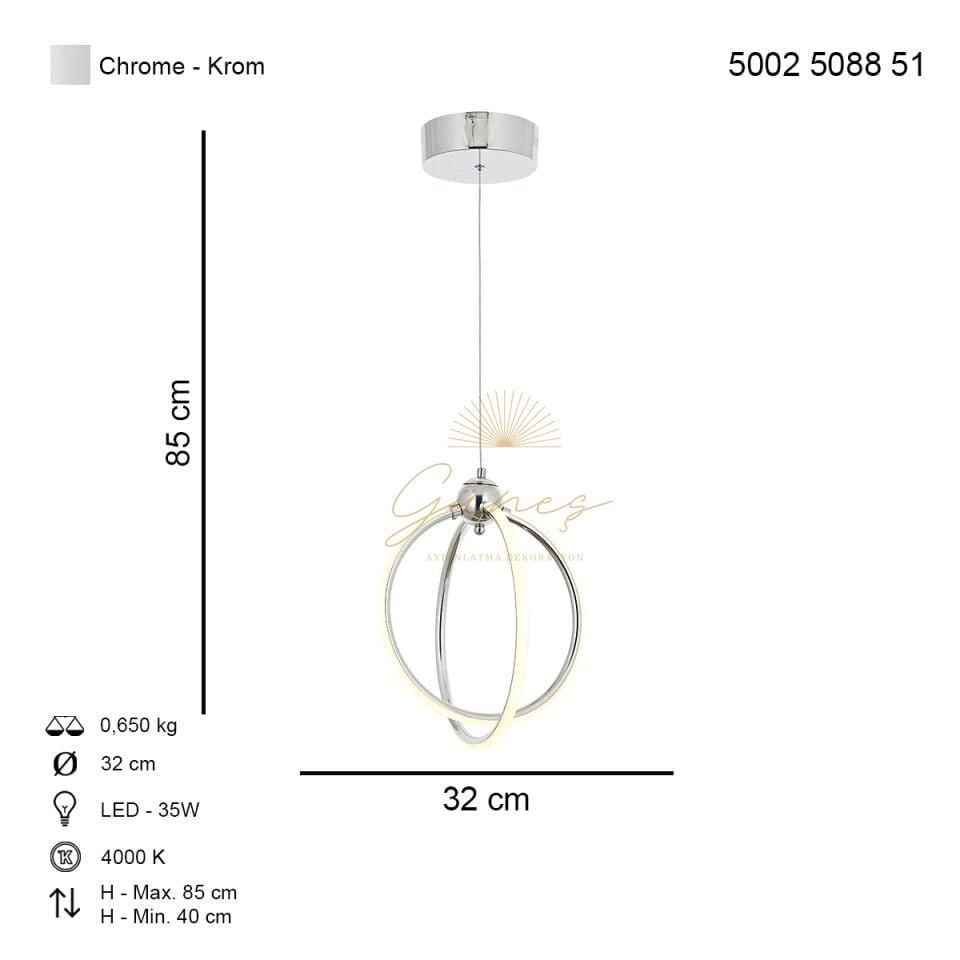 Plevne 3 lü Ledli Avize Antrasit