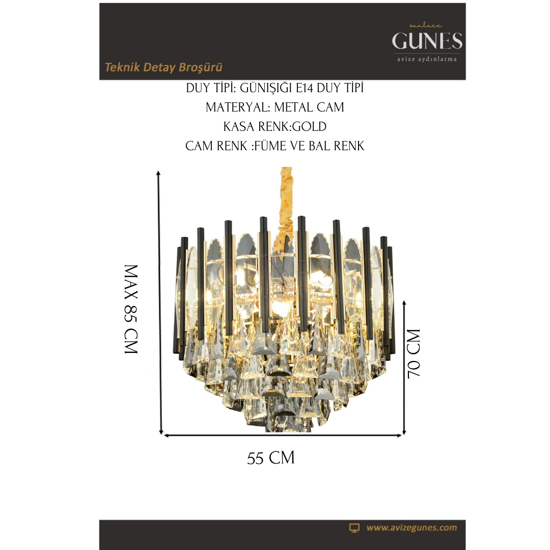 MT-32 GOLD KRİSTAL TAŞLI AVİZE