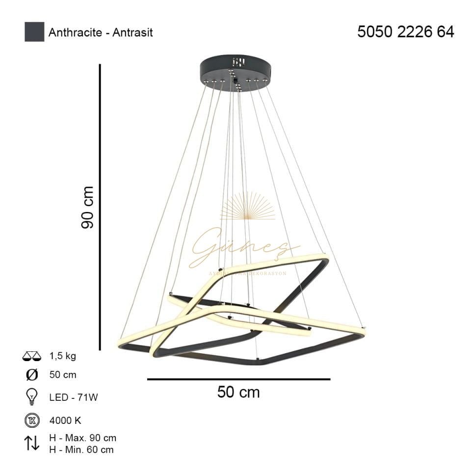 Moldova 50lik Ledli Avize Siyah