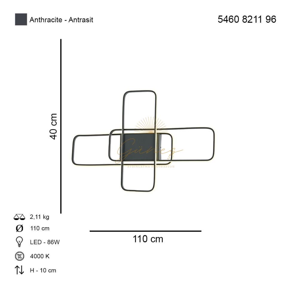 Molde Sıralı 60lık Ledli Avize Antrasit