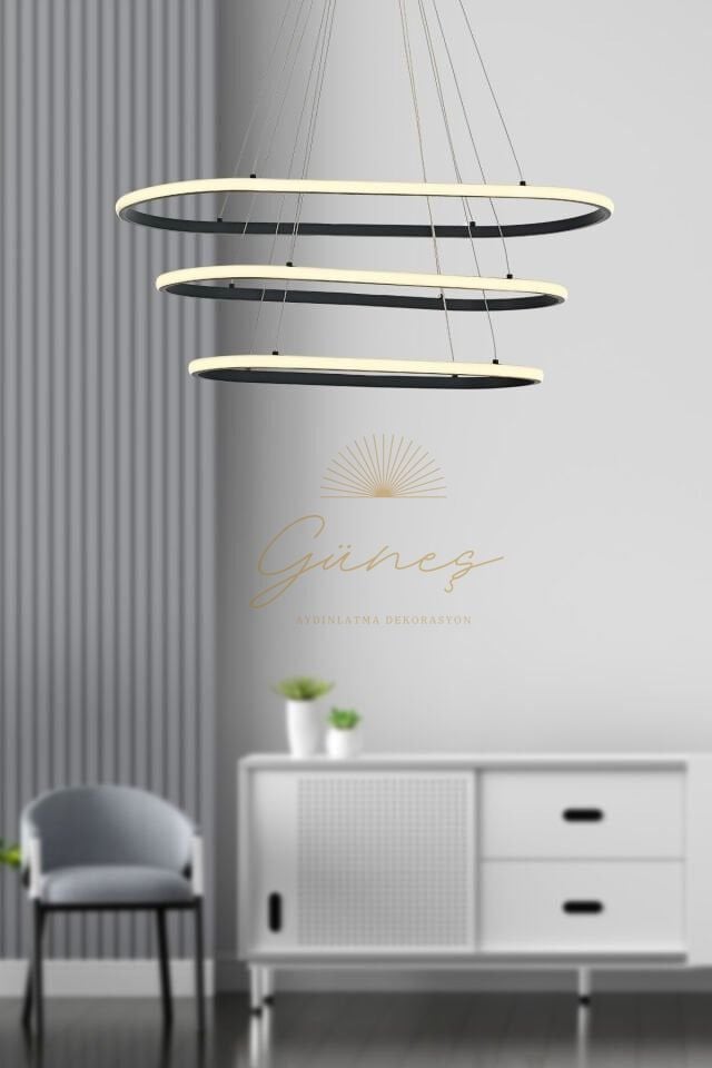 Lund 60lık Oval Ledli Avize Antrasit
