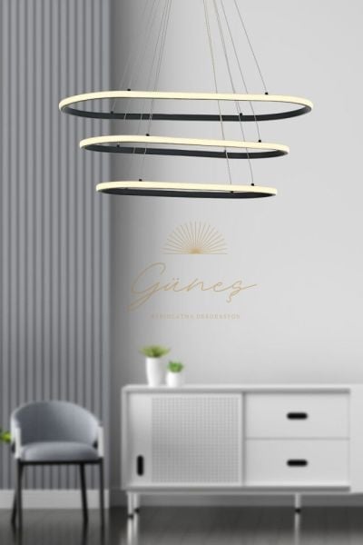 Lund 60lık Oval Ledli Avize Antrasit