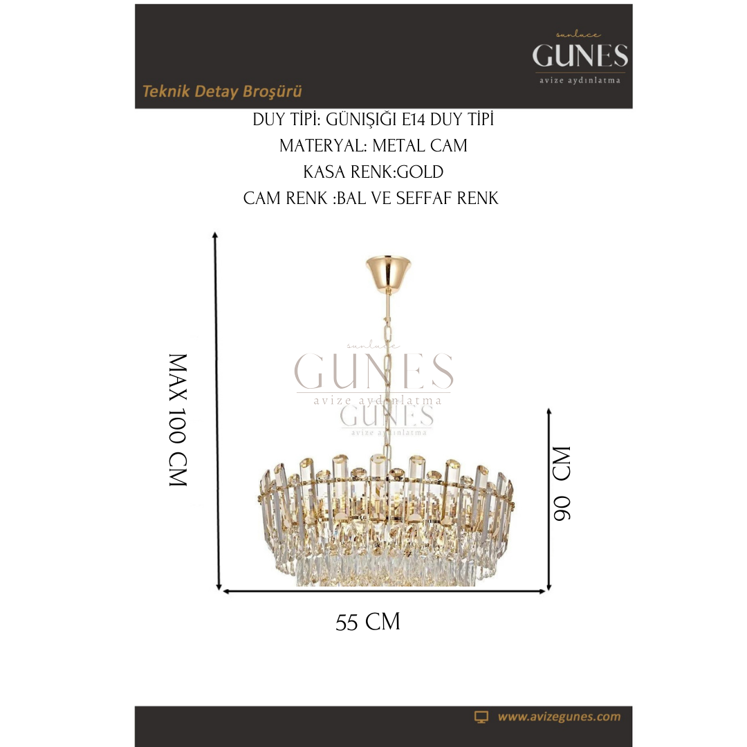 ÖZMER MT-31 GOLD 55LİK AVİZE