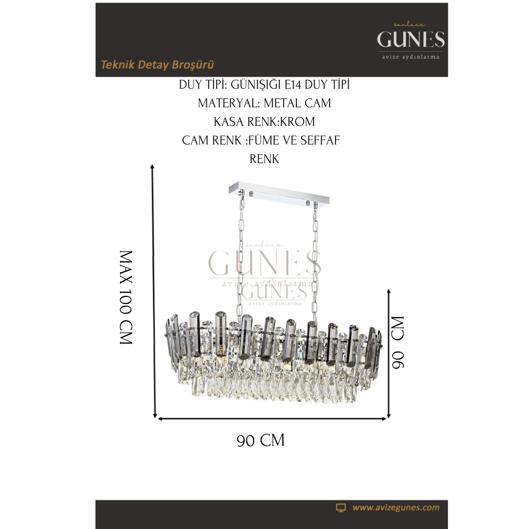 ÖZMER MT-31 KROM 70LİK AVİZE