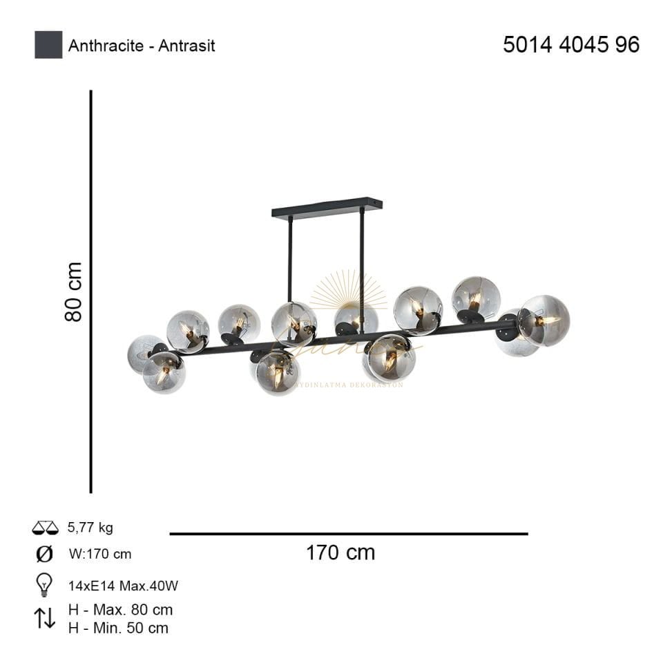 Z 14 lü Sarkıt Avize Antrasit