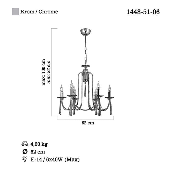 Aytaç Lucea Kontes 6'lı Krom Avize