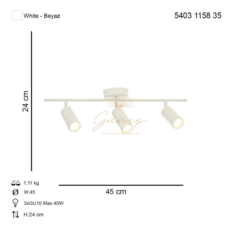 Ray 3 lü Beyaz Modern Avize