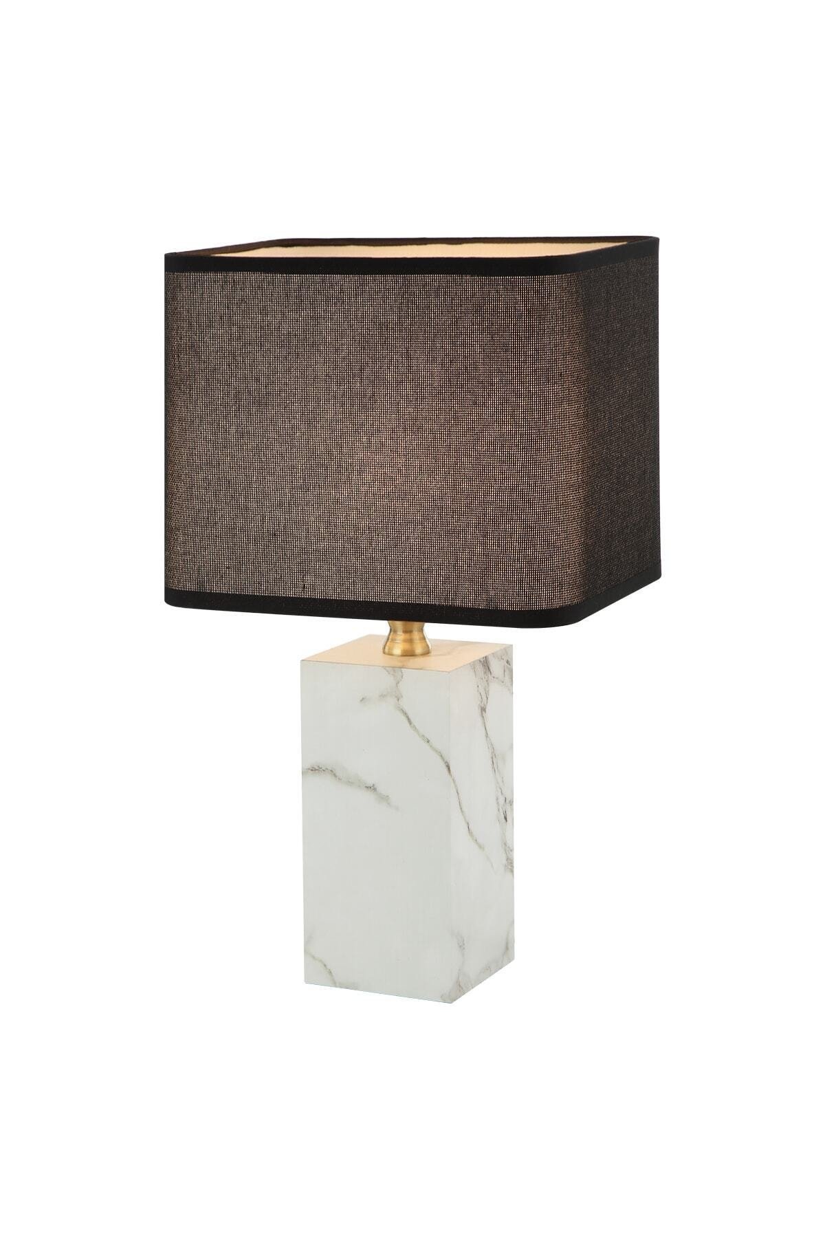 Aytaç Lucea Beyaz Verde Mermer Masa Lambası Abajur 42cm