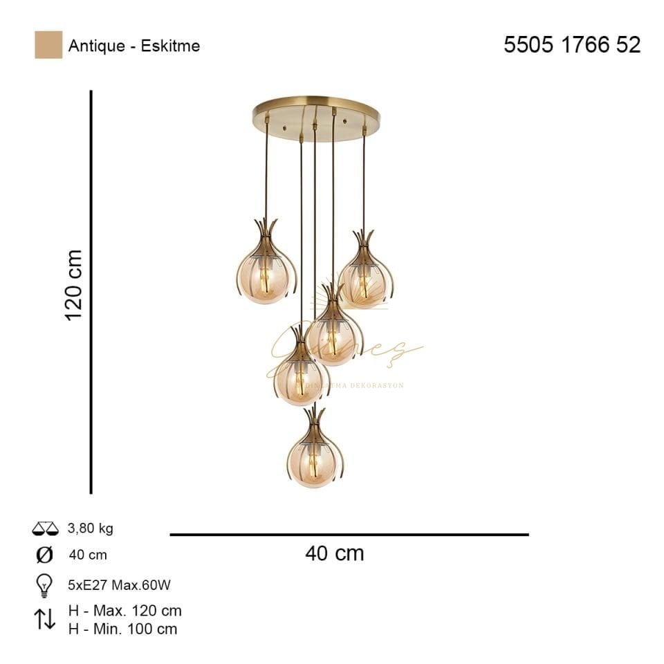 Pençe 5 li Sarkıt Avize Eskitme