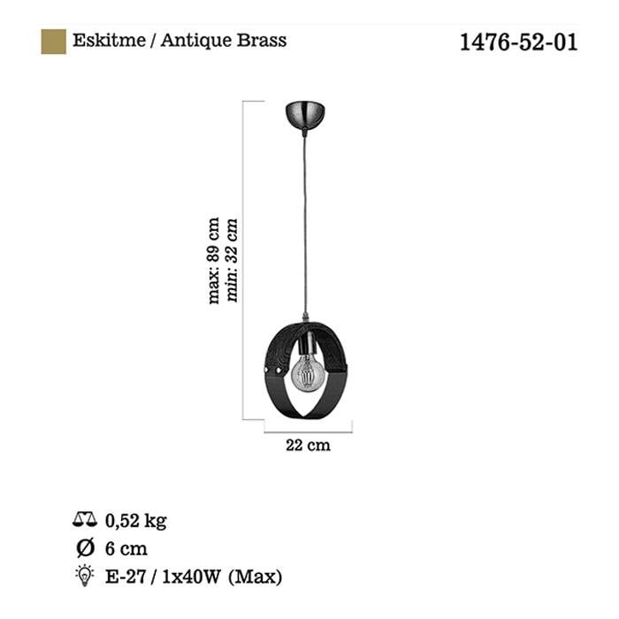 AYTAÇ LUCEA MANYA TEKLİ AHŞAPLI ANTİK AVİZE 1XE27