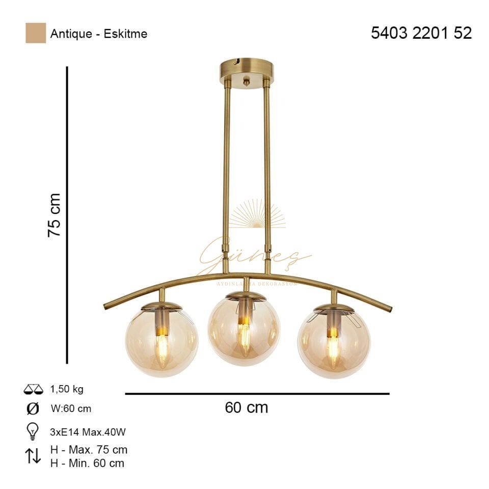 Özen Sıralı 3 lü Sarkıt Avize Eskitme