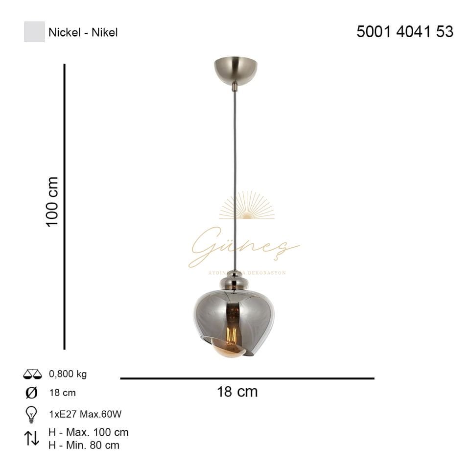 Lotus Küçük Tekli Sarkıt Avize Nikel