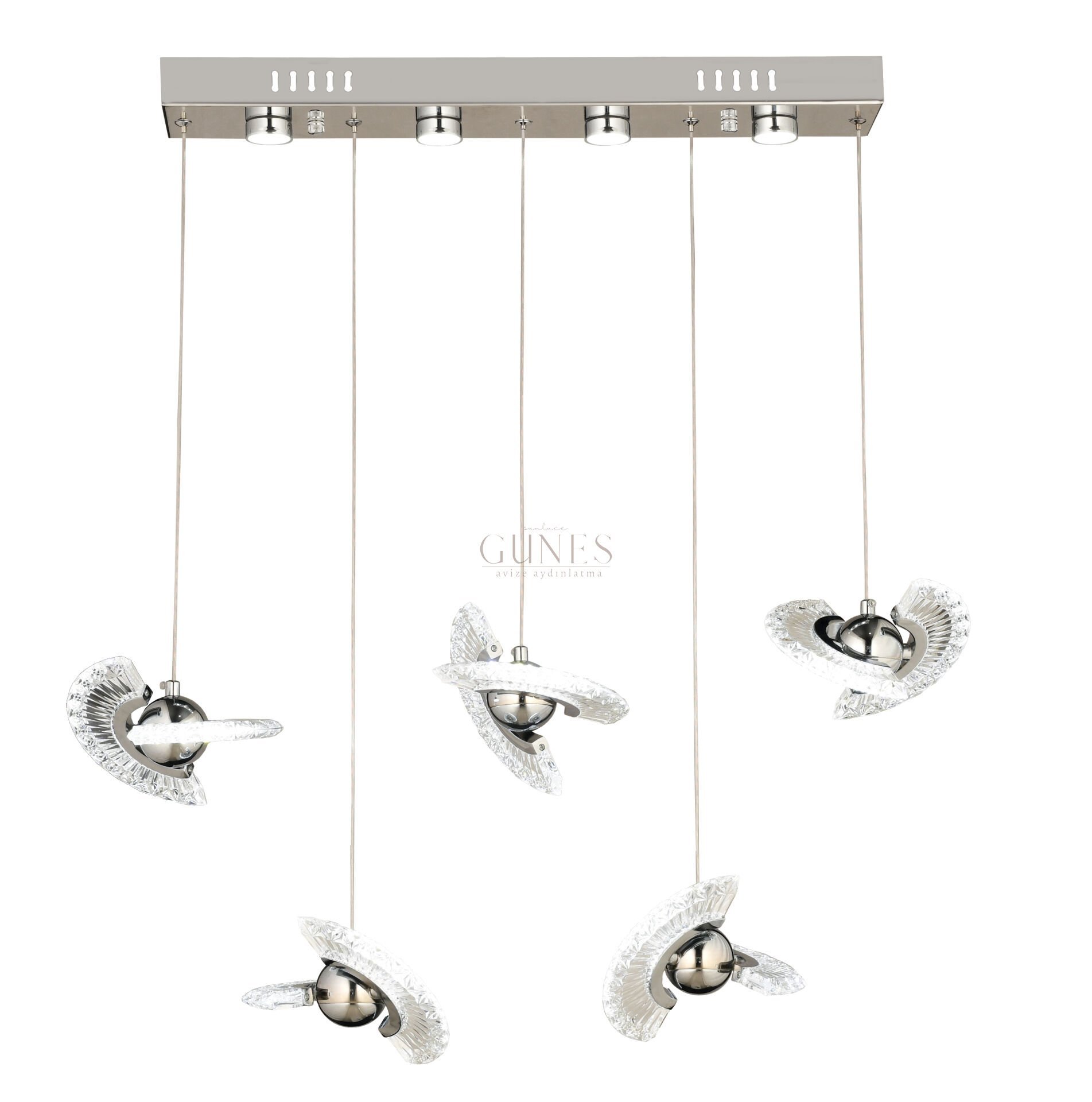 ÖZMER AD-086 KROM 5Lİ SIRALI LED AVİZE