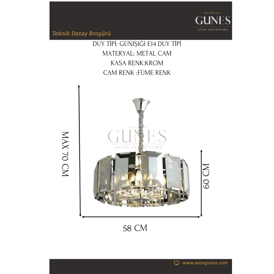 ÖZMER MT009 KROM KRİSTAL AVİZE