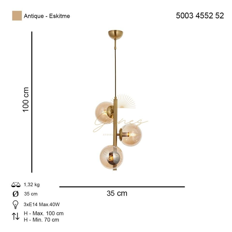 Eylül 3 lü Sarkıt Avize Eskitme