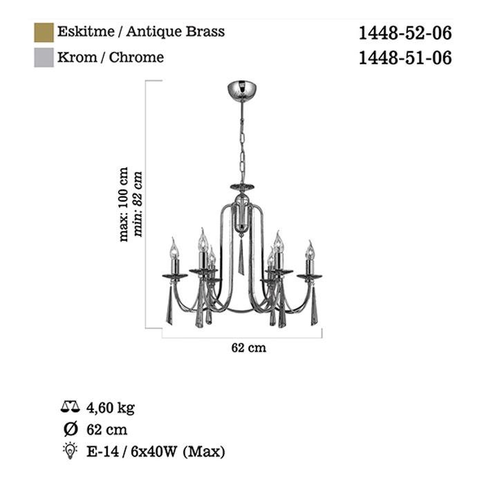 Aytaç Lucea Kontes 6'lı Eskitme Avize