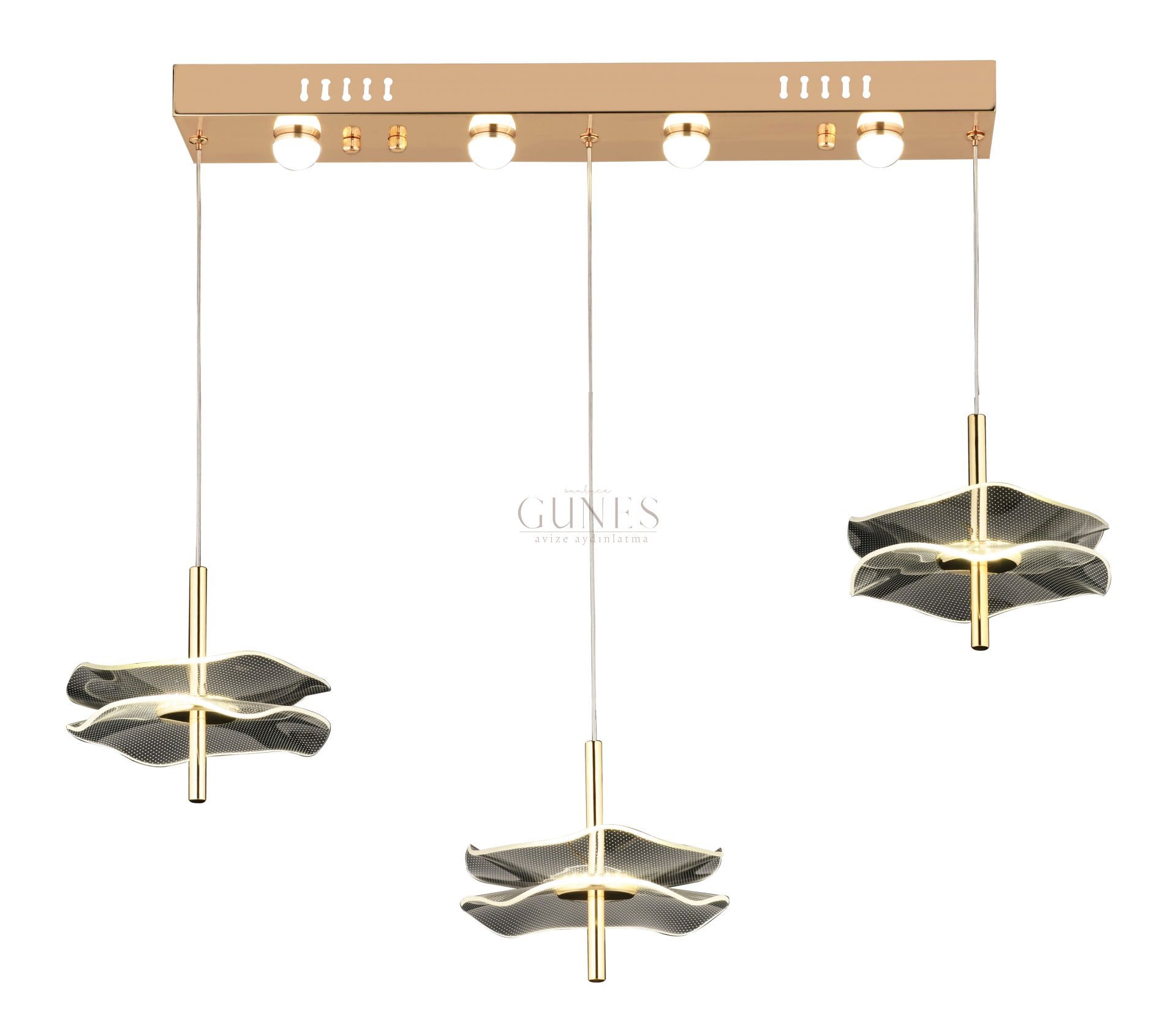 ÖZMER PV-140 GOLD 3LÜ SIRALI LED AVİZE