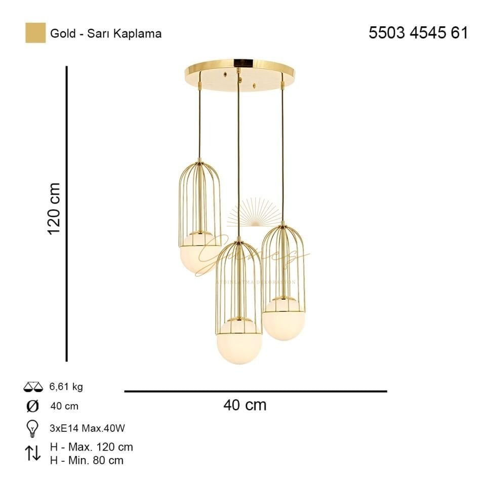 Capola 3 lü Sarkıt Avize Sarı