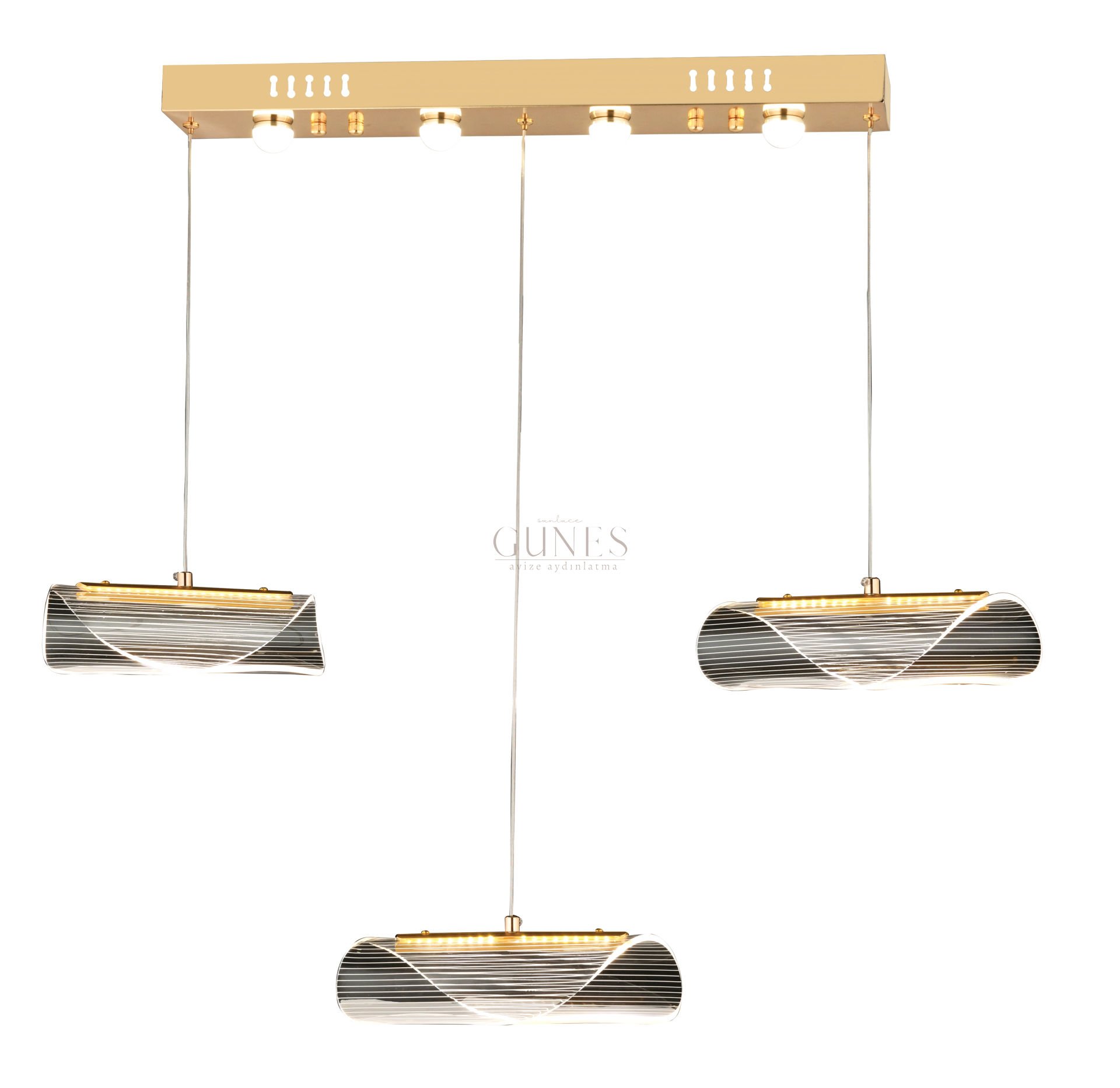 ÖZMER AD-98 GOLD 3LÜ SIRALI LED AVİZE