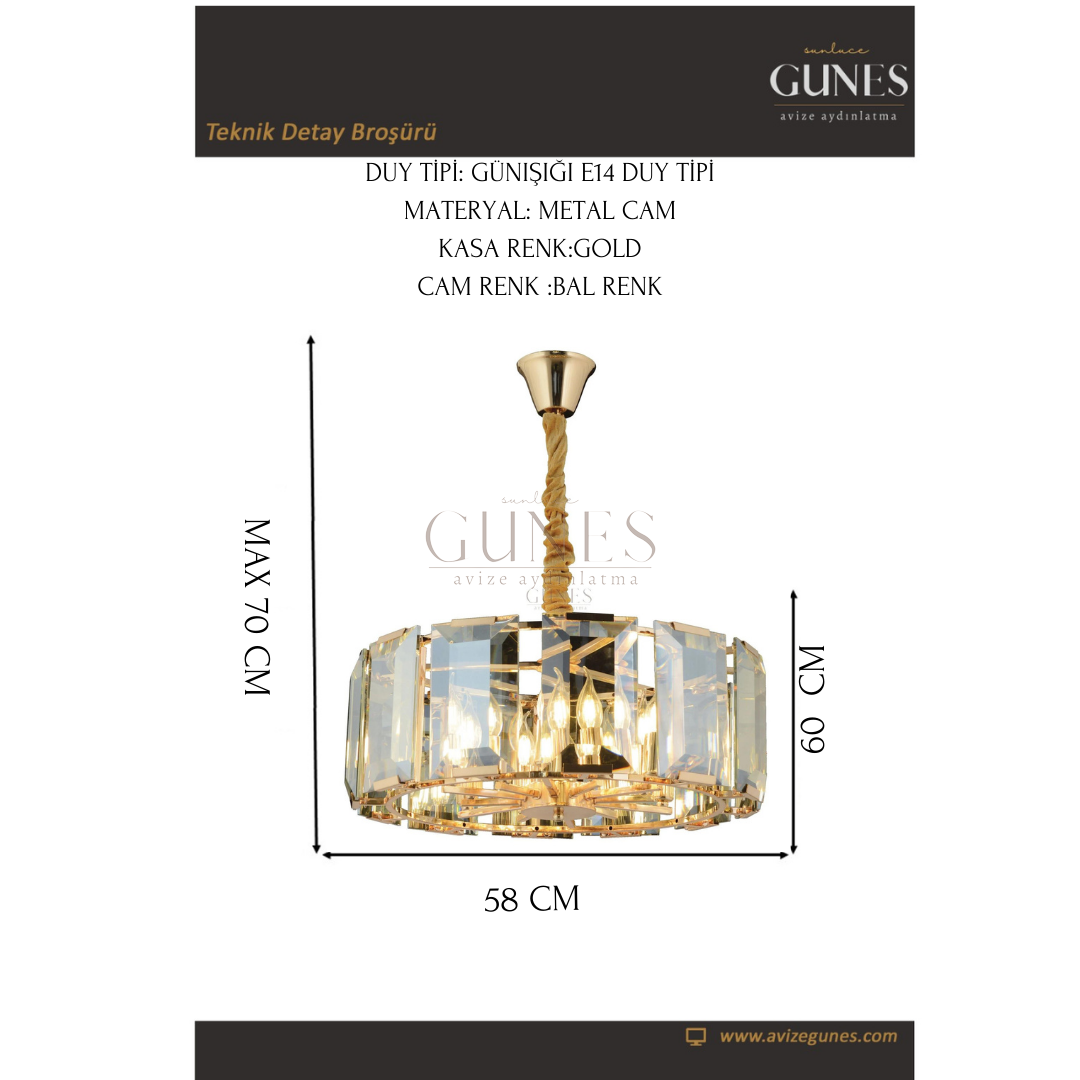 ÖZMER MT-008 GOLD KRİSTAL AVİZE