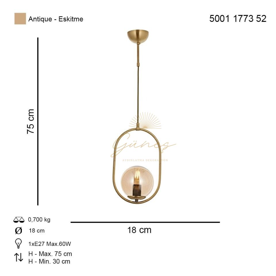 Alta Tekli Sarkıt Avize Eskitme