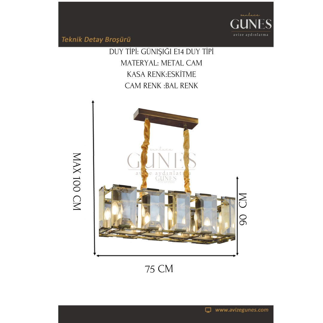 ÖZMER MT-009 ESKİTME KRİSTALYEMEK MASASI AVİZE