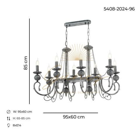 Kaşgar 8li Yemek Masası Antrasit