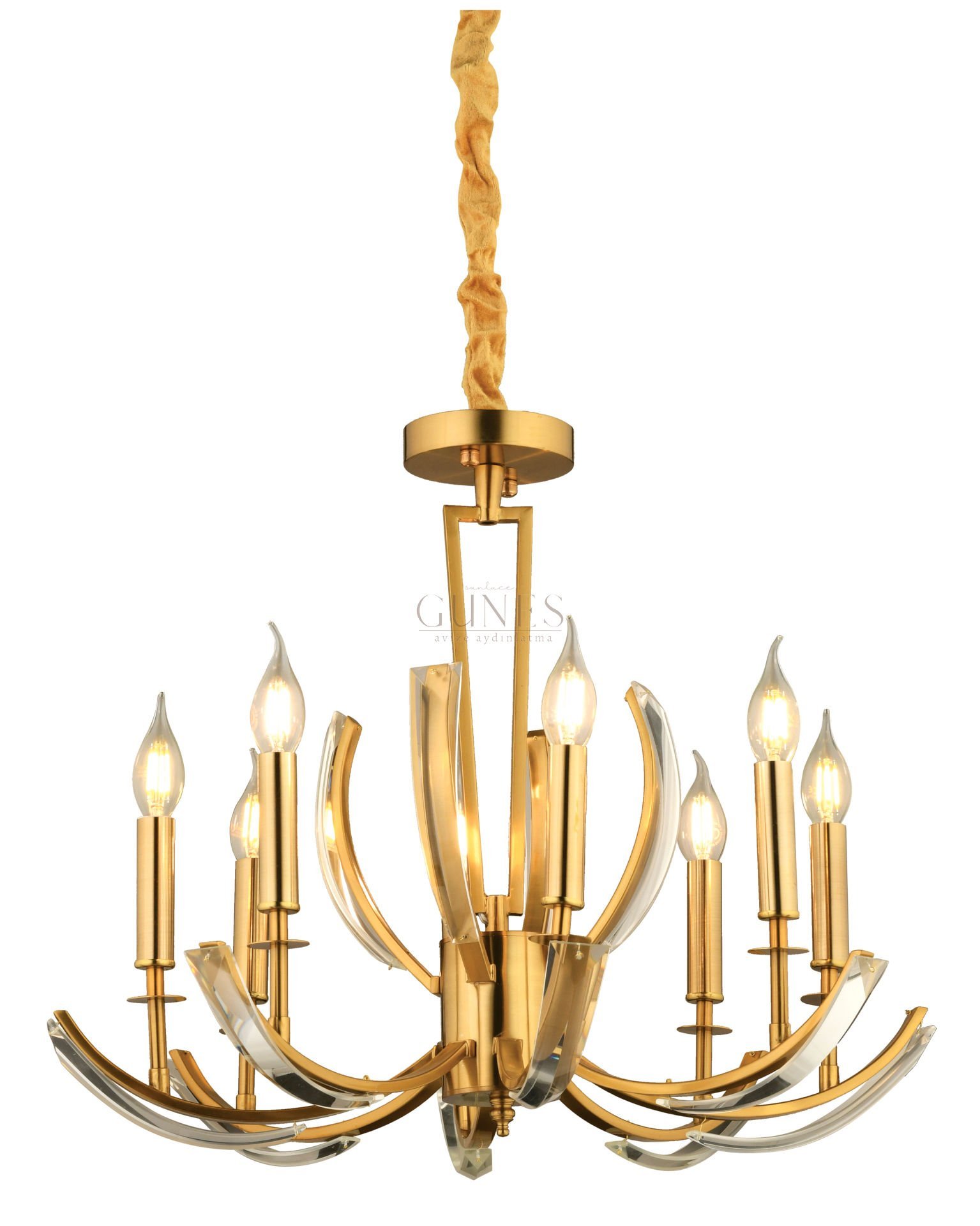 DM-40 GOLD 8Lİ CAM KOL AVİZE