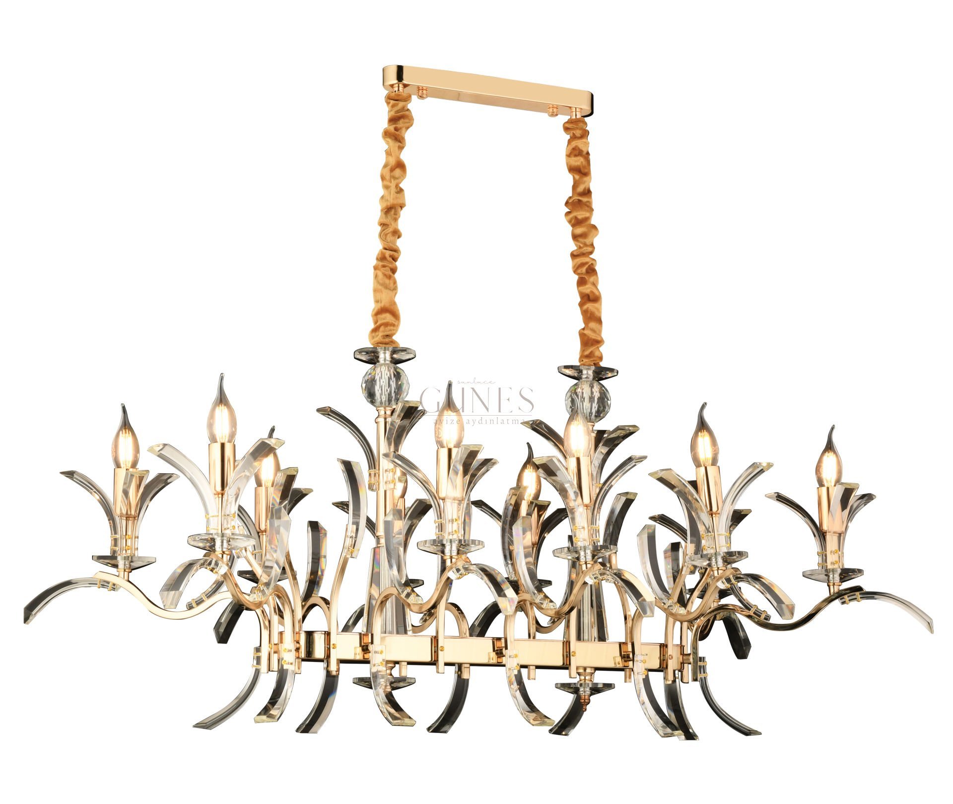 ÖZMER MS-126 GOLD CAM KOL YEMEK MASASI AVİZE
