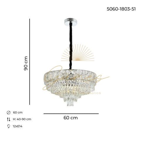 Bilge 60lık Klasik Avize Krom